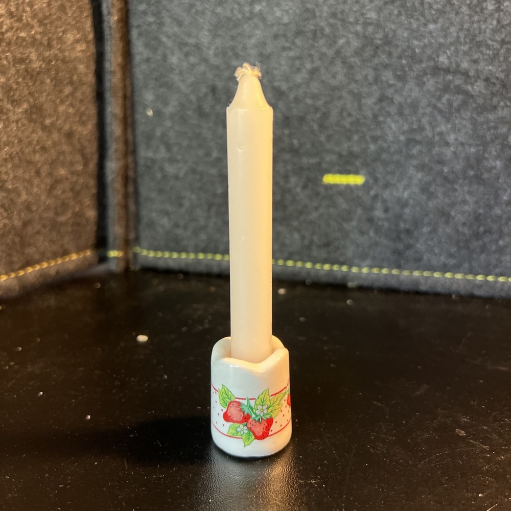 Vintage‎ Russ Berrie Candle Stick Holder - Strawberries Spring Ornament Fruit